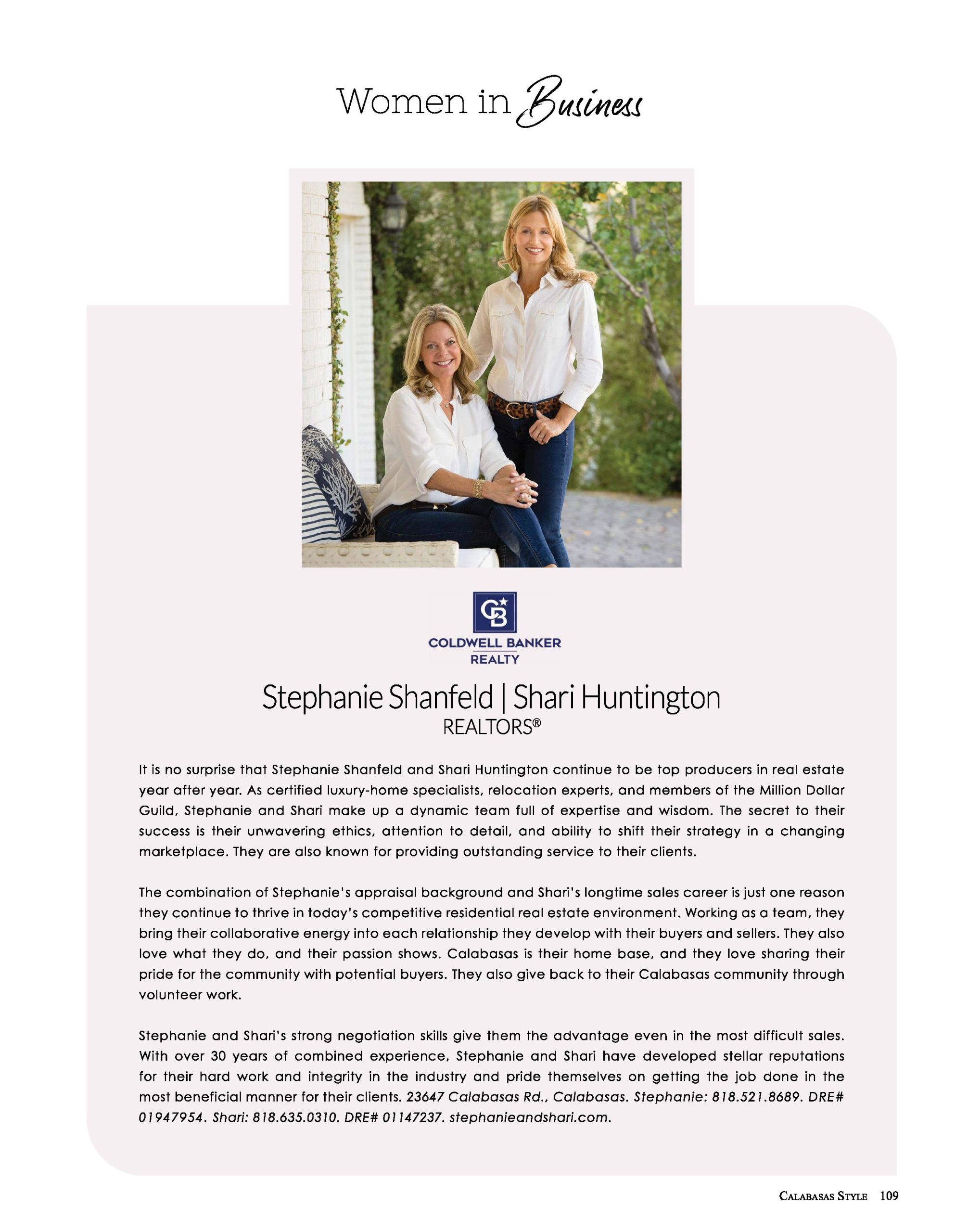 Stephanie Shanfeld and Shari Huntington Women in Business profile 2023 HR